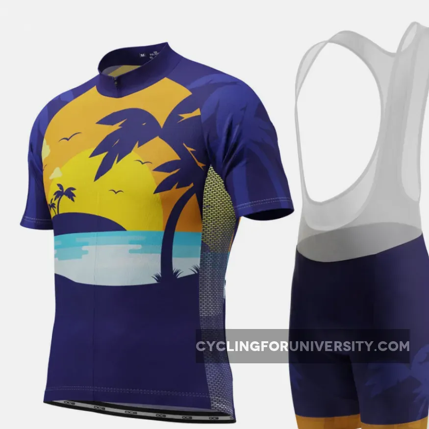 Men's Tropical Paradise Palm Tree Short Sleeve Cycling Kit