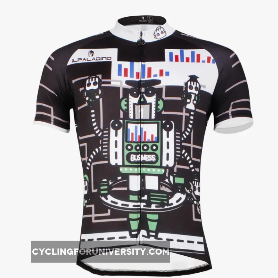 ILPALADINO Men's Cycling Apparel Crazy Robot Pattern Bike Shirt for Summer Quick Dry Comfortable Short Sleeve NO.747