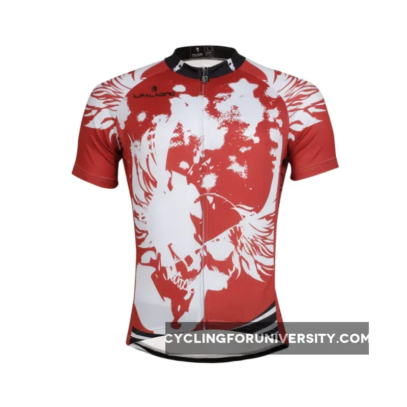Ilpaladino Angel White Wing Feather Red Sport Breathable Cycling Jersey Men's Short-Sleeve Sport Bicycling Shirts Summer Quick Dry Wear NO.657