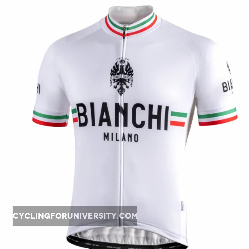 Nalini Bianchi-Milano ISALLE Short Sleeve Full Zip Cycling Jersey White