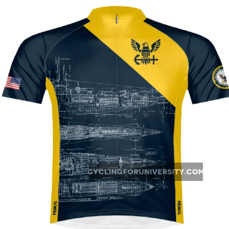 Primal Wear U.S. Navy Schematic Men's Sport Cut Full Zip cycling Jersey