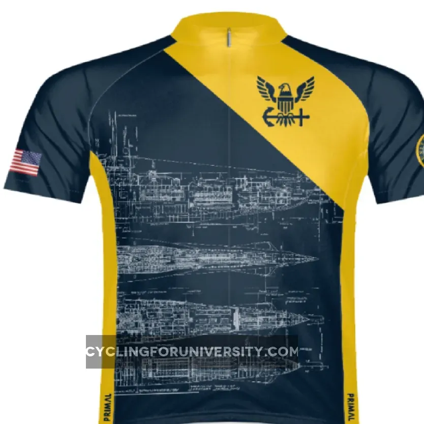 Primal Wear U.S. Navy Schematic Men's Sport Cut Full Zip cycling Jersey