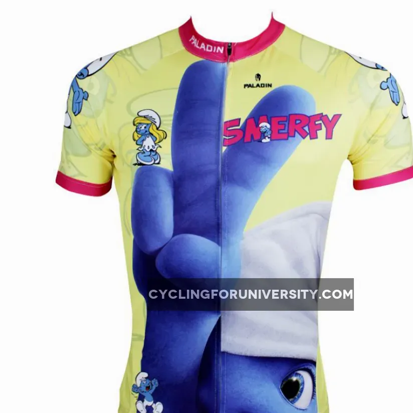 The smurfs Man's Spring Summer Short-sleeve Cycling Jersey T-shirt NO.095