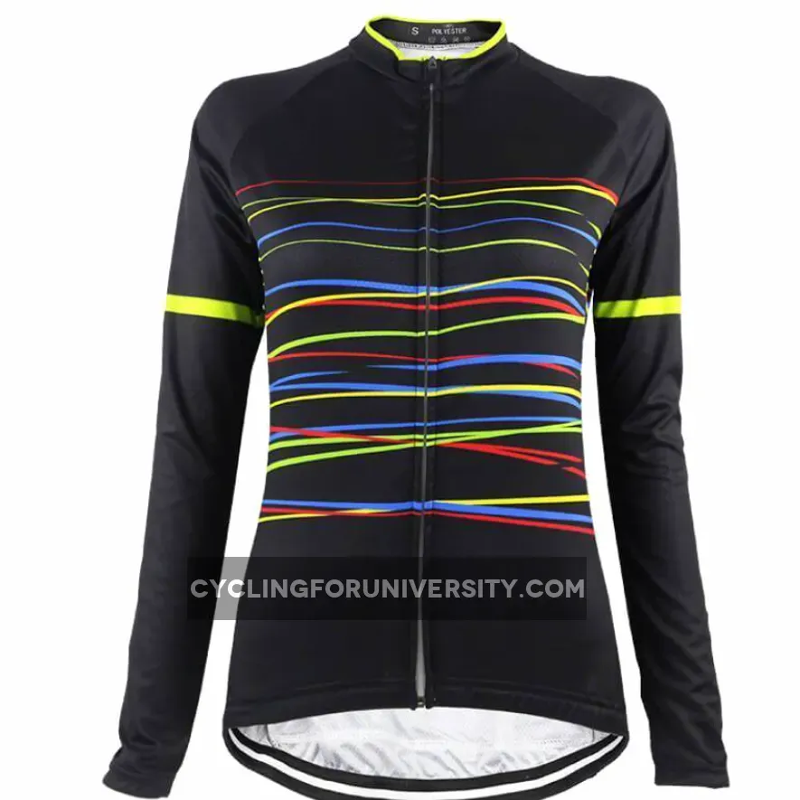 Women's Color Line Black Long Sleeve Cycling Jersey