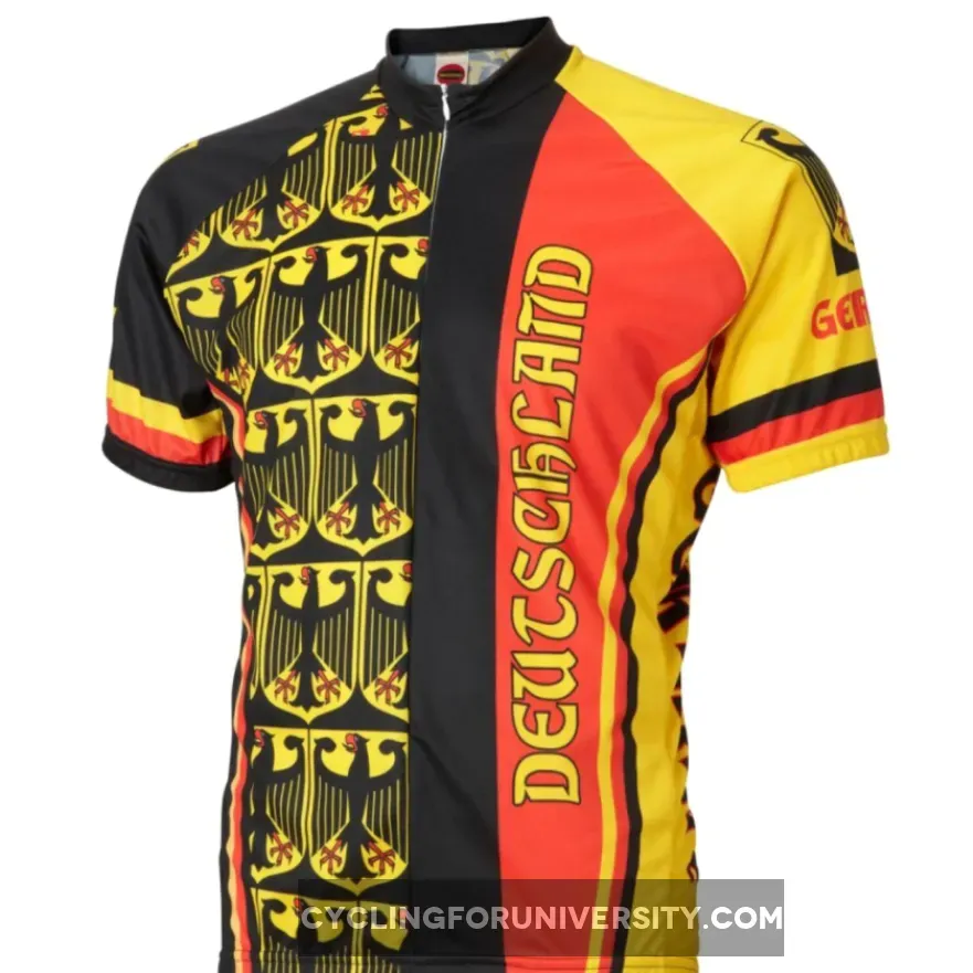 Deutschland Germany Tribute Short sleeve 15' zip men's cycling jersey #German Cycling Jersey