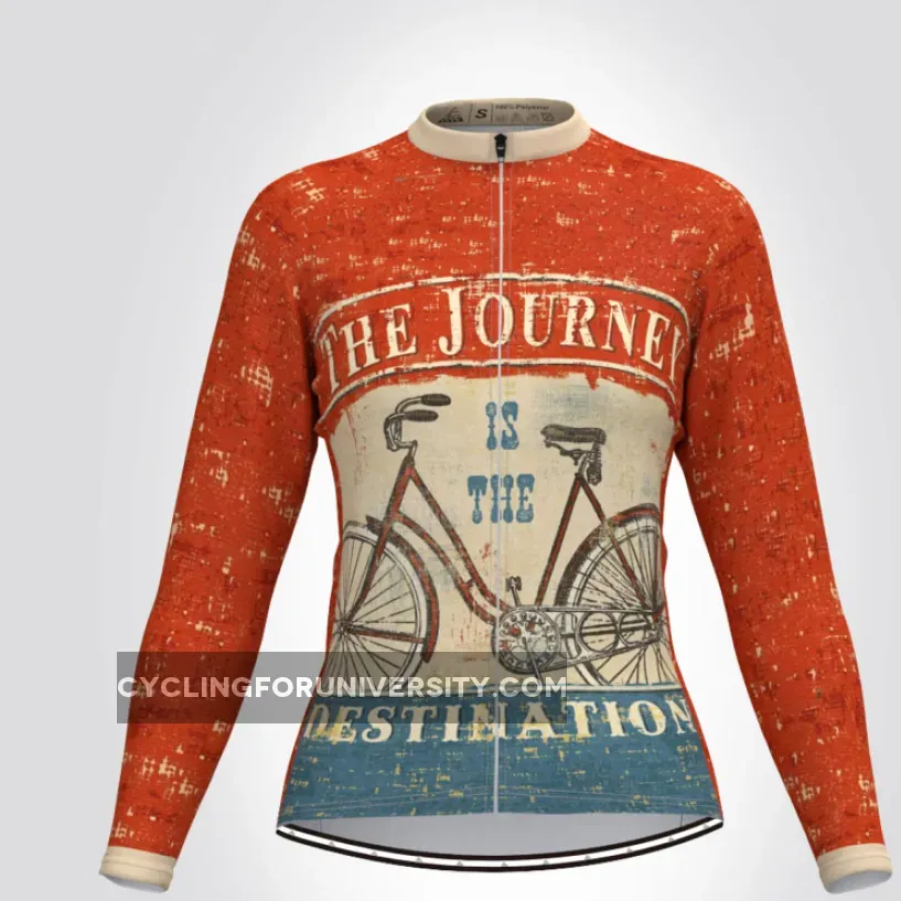 The Journey is The Destination Women's LS Cycling Jersey Red