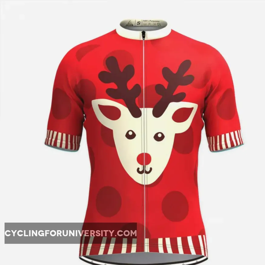 Ugly Christmas Sweater Elk Red Dots Cycling Jersey For Sale