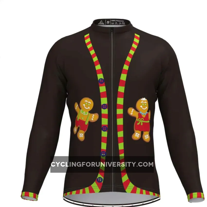 Ugly Christmas Sweater Vest LS Cycling Jersey-Gingerbread Man