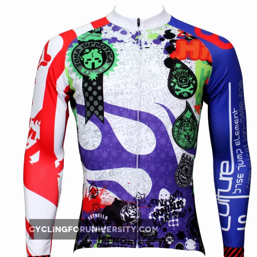 Men's Hidden-Zipper Long-sleeve Cycling Jersey with Patterns for Outdoor Bike Sport and Leisure Sport Fall/Autumn Breathable Quick Dry Bicycle clothing 369