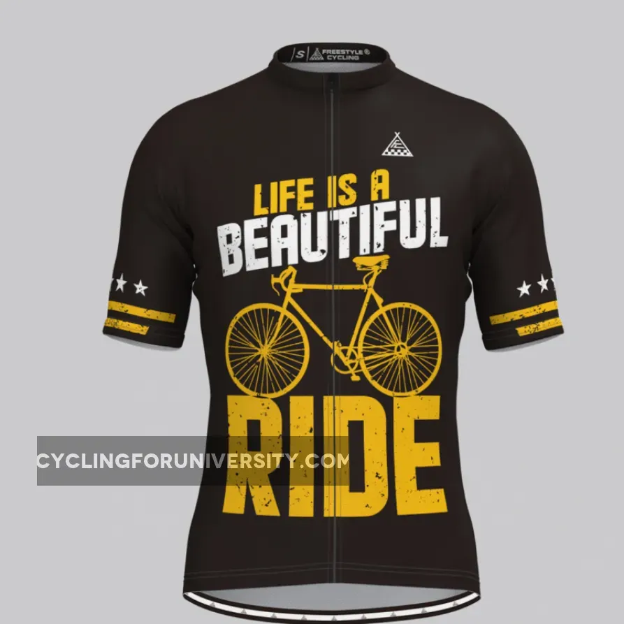 Life Is A Beautiful Ride V1 Cycling Jersey Black/Yellow