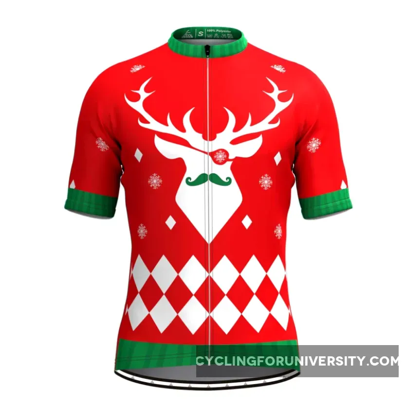 Ugly Christmas Sweater Elk Cycling Jersey Red New Releases