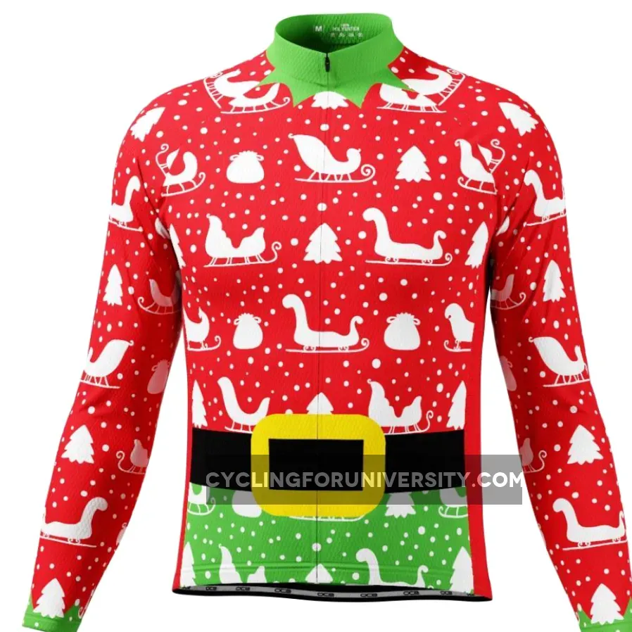 Men's Christmas Elf Long Sleeve Cycling Jersey For Sale