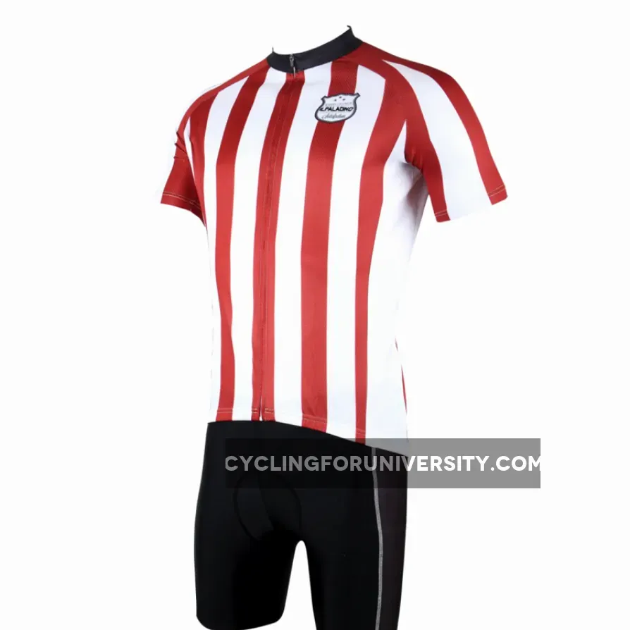 Football Style Red/ Blue White Stripes Short-Sleeve Cycling Suit Jersey Team Kit