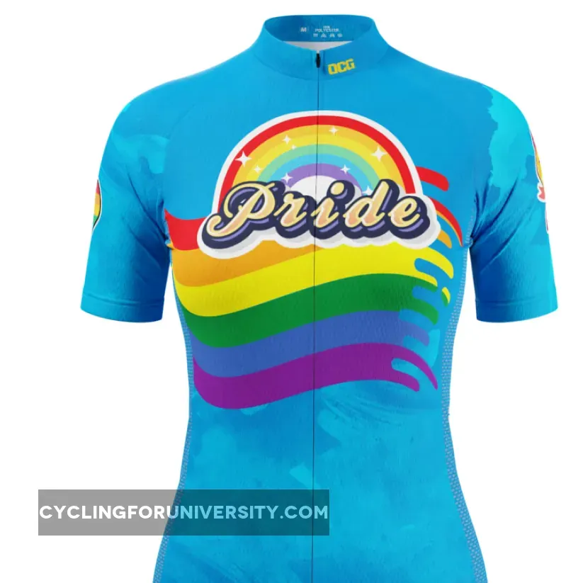 Women's LGBT Pride Rainbow Flag Short Sleeve Cycling Jersey