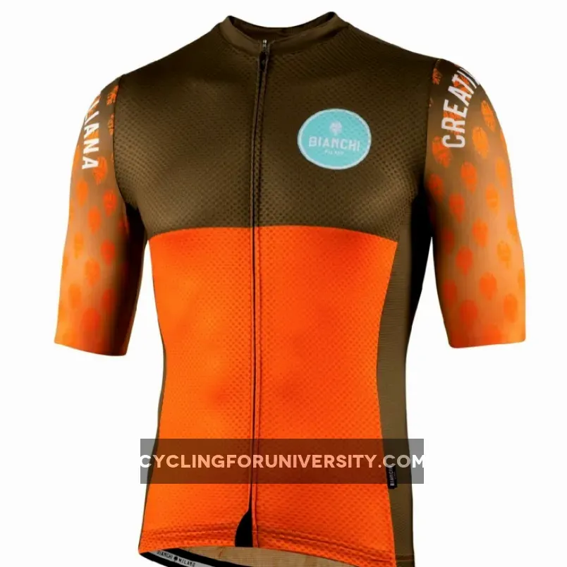 Nalini 2021 Bianchi Milano Tirano Short Sleeve Cycling Jersey Orange/Olive