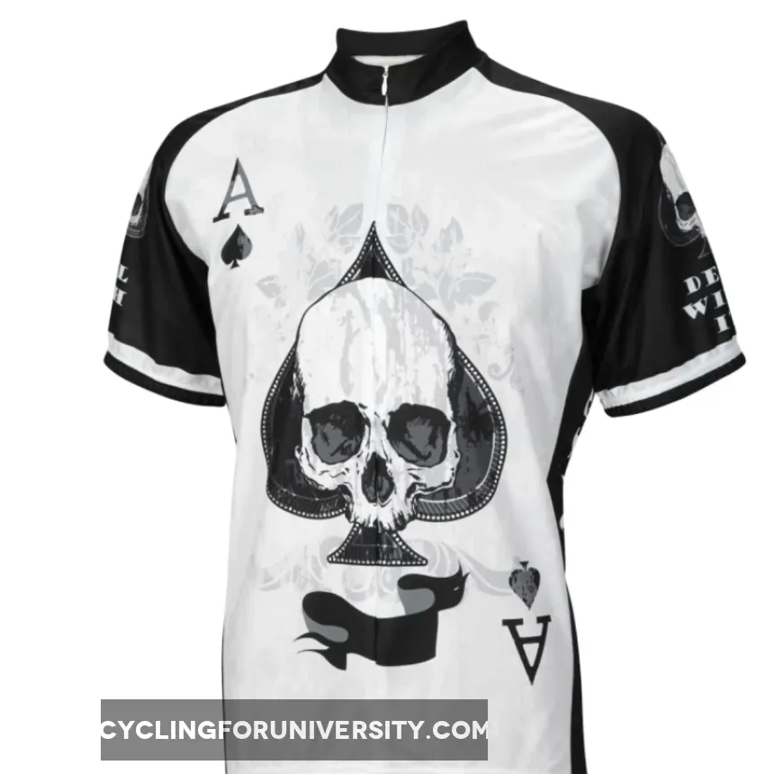 Deal With It Ace of Spades Skull Short sleeve 16" zip men's cycling jersey
