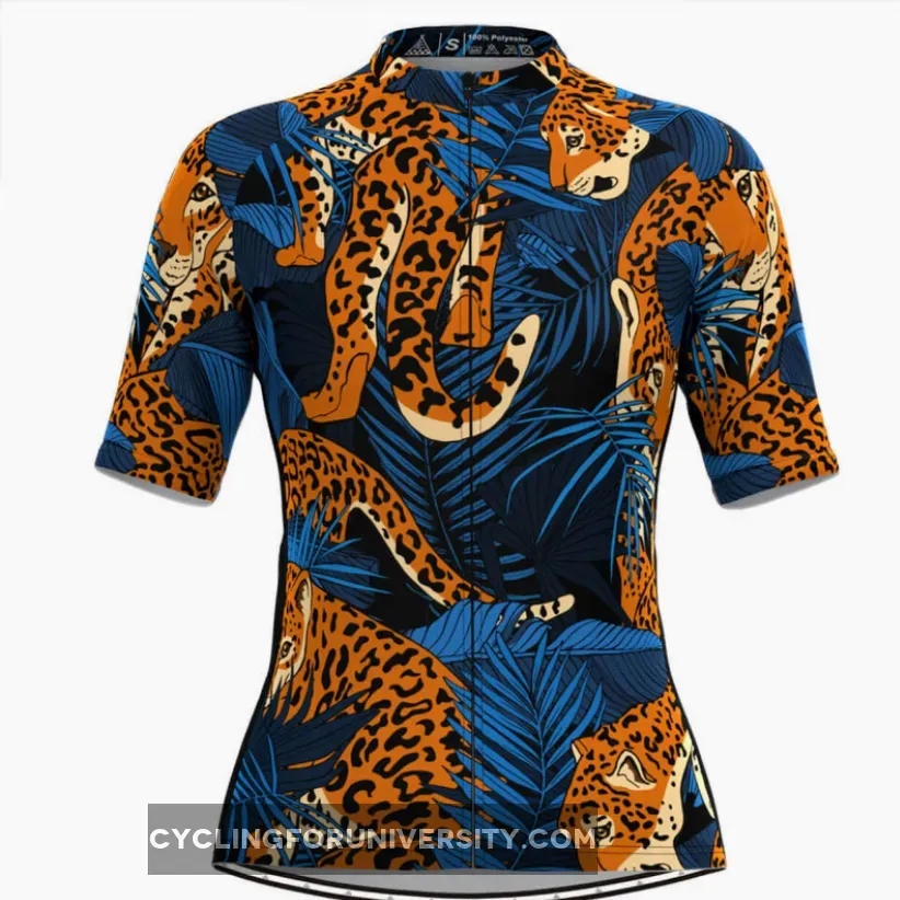 Women's Tropical & Jaguar Print Hawaiian Cycling Jersey V4