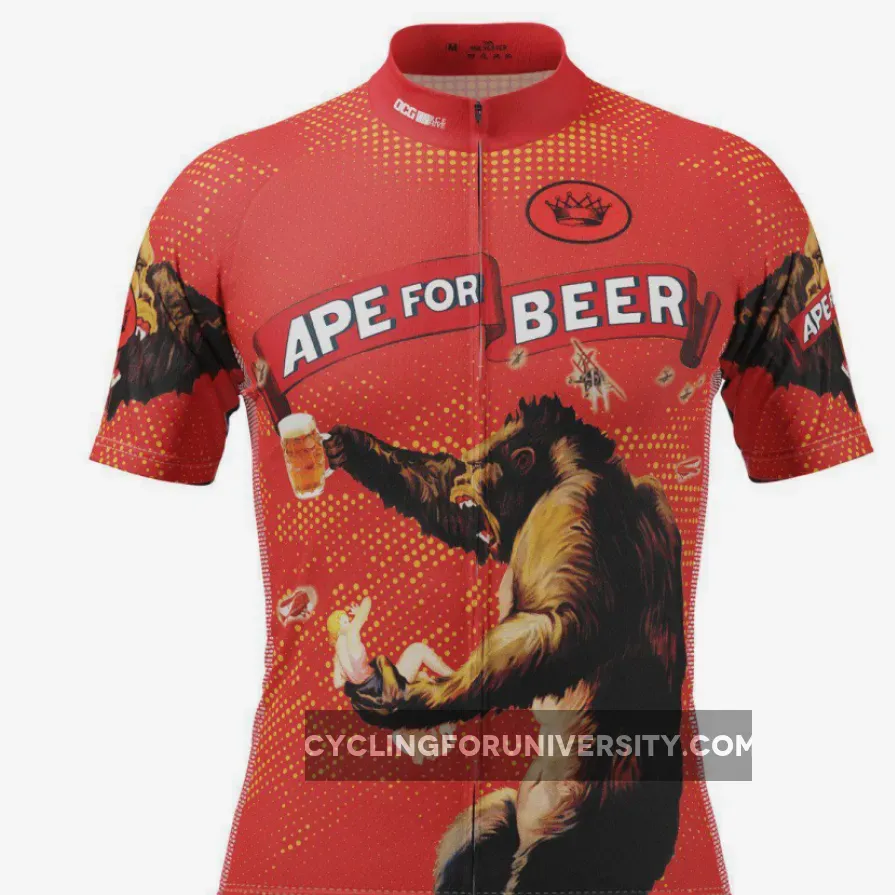 Men's King Kong Ape For Beer Short Sleeve Cycling Jersey, Ape Beer