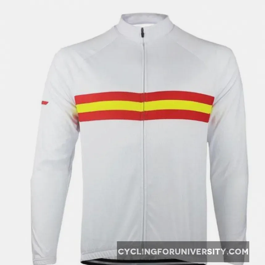 Men's Espana Spanish Flag Long Sleeve Cycling Jersey, Long Sleeve In Spanish