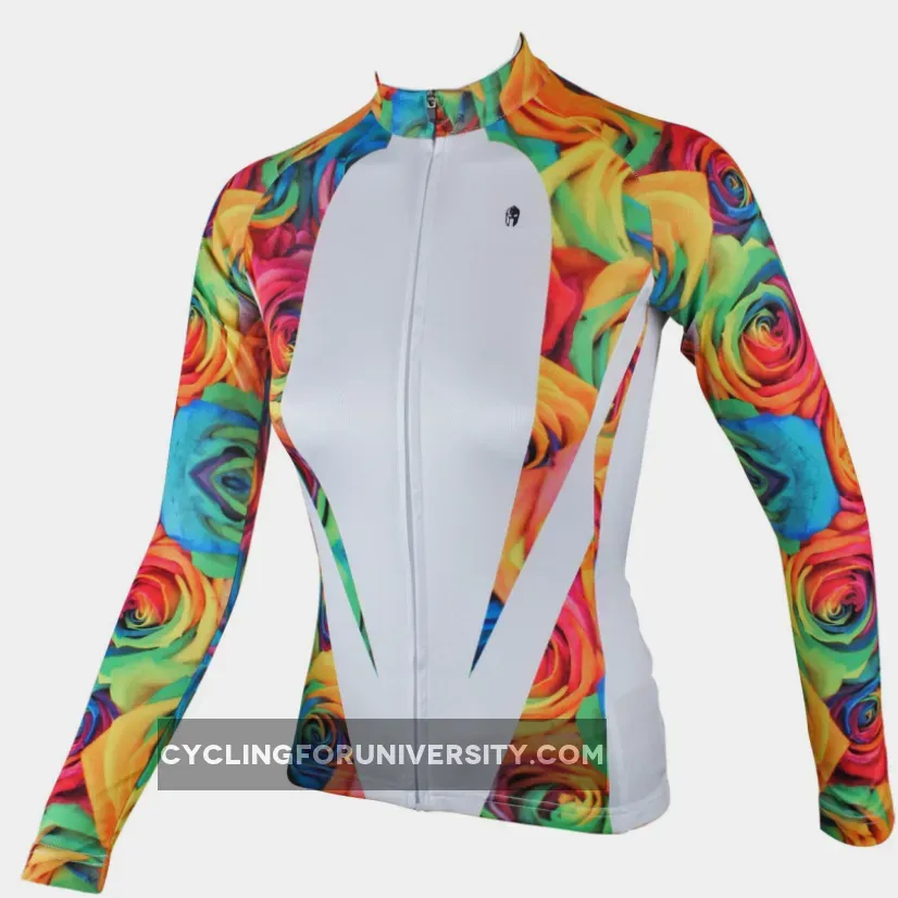 Rose Patterns Elegant Women's Long-Sleeve Cycling Jersey Women MTB Jerseys 224