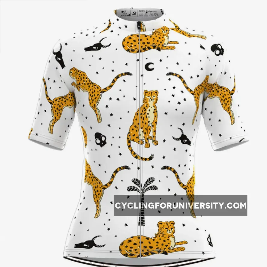 Women's Leopard Coconut Tree Print Cycling Jersey Online
