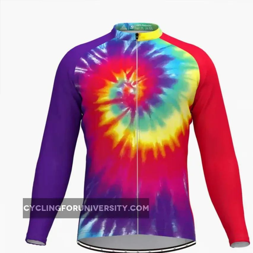 Tie Dye Rainbow Men's Long Sleeve Cycling Jersey