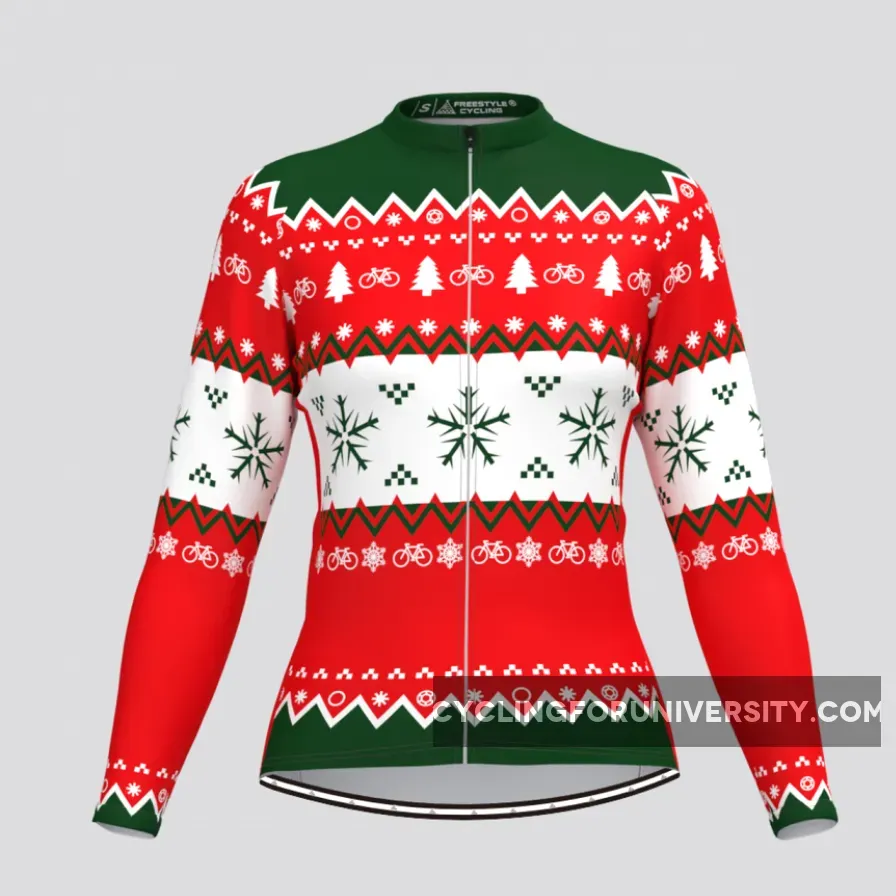 Christmas Snowflake Ugly Sweater Women's LS Cycling Jersey