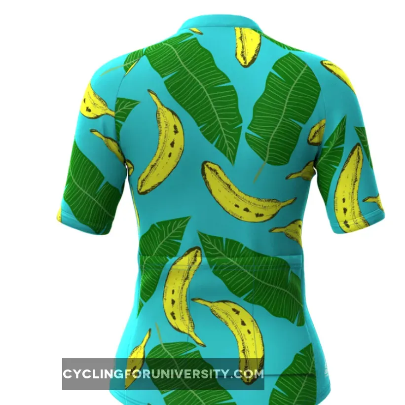 Women's Tropical Banana Print Hawaiian Cycling Jersey