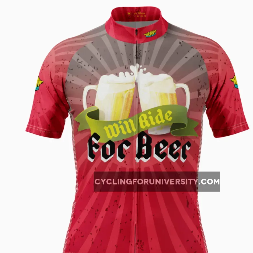 Men's Will Ride for Beer Short Sleeve Cycling Jersey