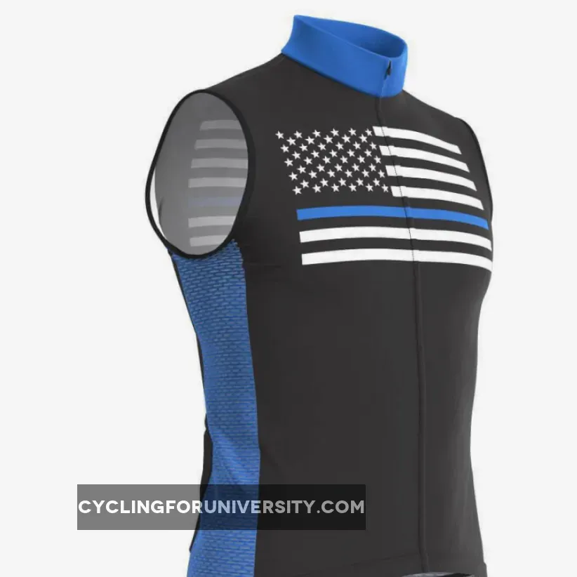 Men's Blue American Flag Sleeveless Cycling Jersey, Sleeveless Cycling Jersey Men