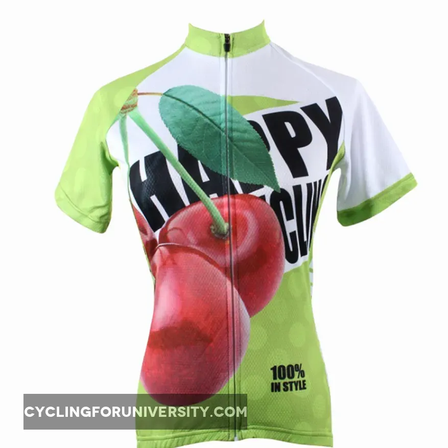 Happy Cycling Summer Fruit Cherry Woman's Short-Sleeve Cycling Jersey Suit Biking Wear Breathable Outdoor Sports Gear Leisure Biking T-shirt Sports Clothes NO.178