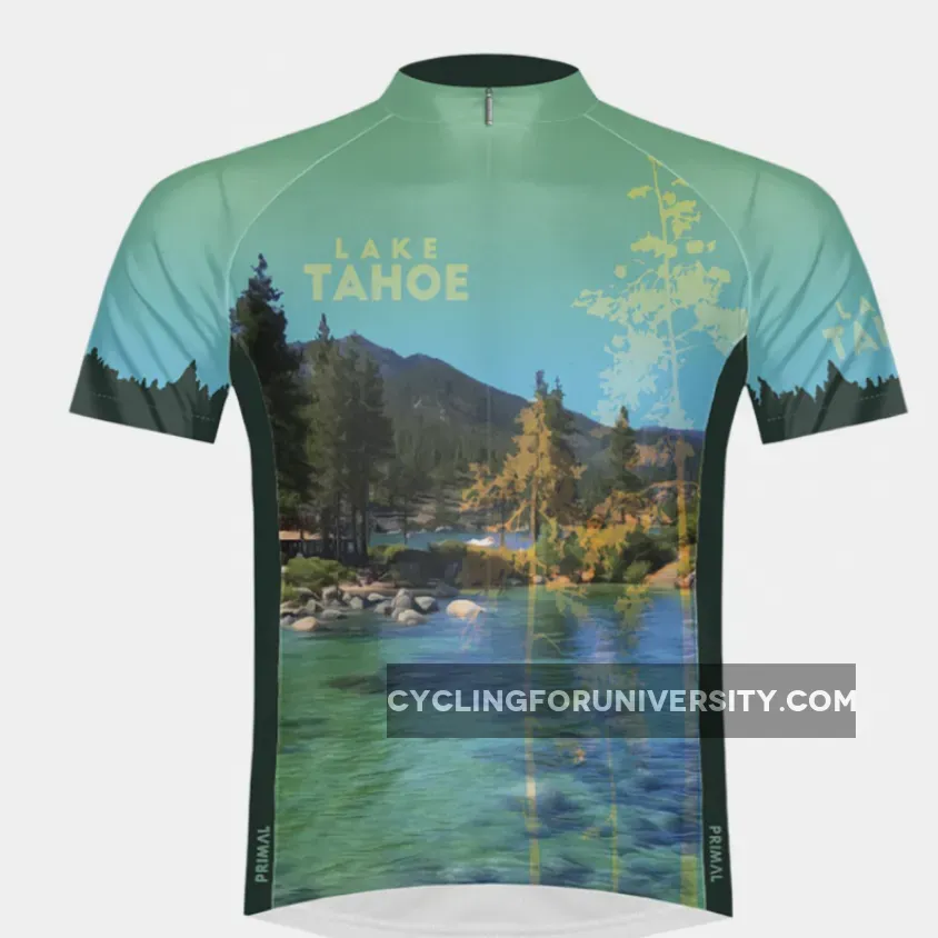 Primal Wear Lake Tahoe National Park men's Sport Cut Full Zip Short Sleeve Cycling Jersey #Is Tahoe A National Park