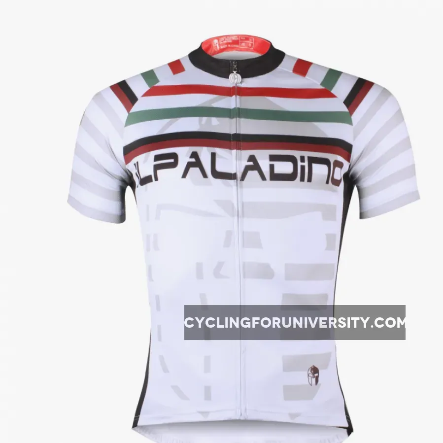 Multi-Strip White Men's Short-Sleeve Cycling Jersey Bicycling Shirts Summer NO.704