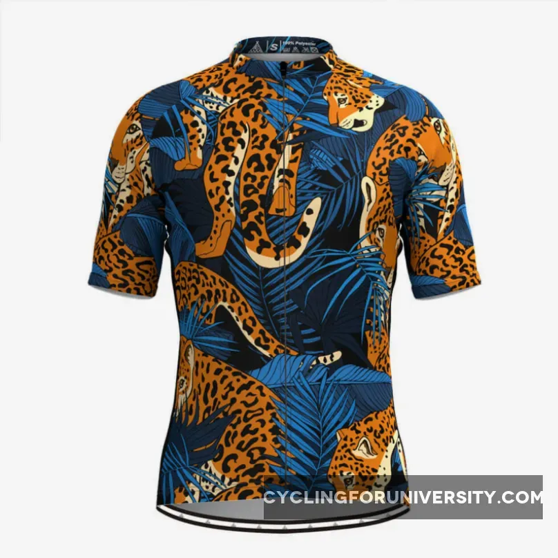 Men's Tropical & Jaguar Print Hawaiian Cycling Jersey V4