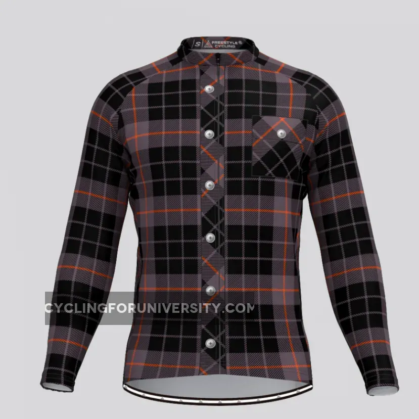 Plaid Checkered Shirt V3 Men's LS Cycling Jersey For Sale