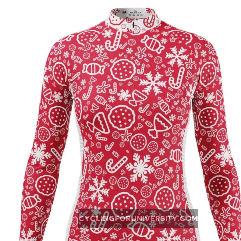 Women's Christmas Candy Long Sleeve Cycling Jersey #Cycling Jersey Long Sleeve Women