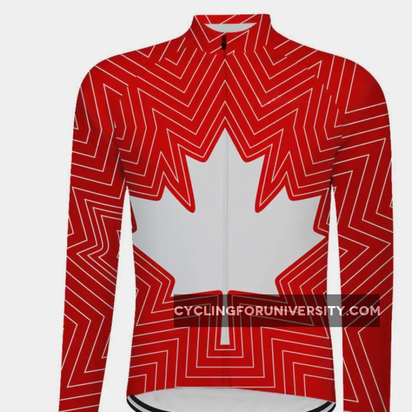 Canada Maple Leaf Long sleeve Men's Cycling Jersey Red