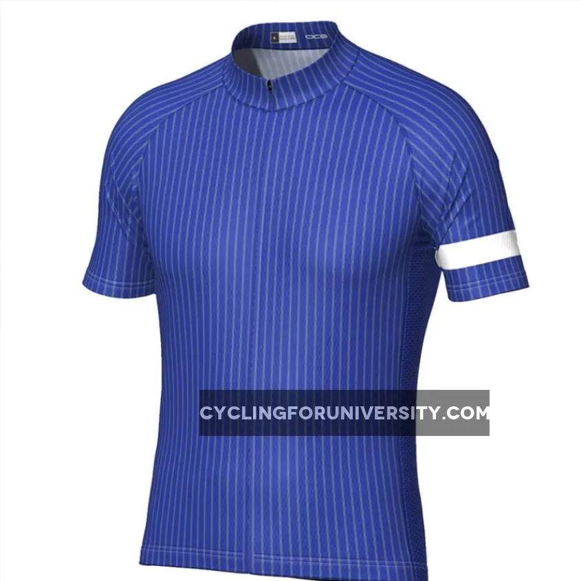 Men's Blue Stripe Banded Short Sleeve Cycling Jersey To Buy