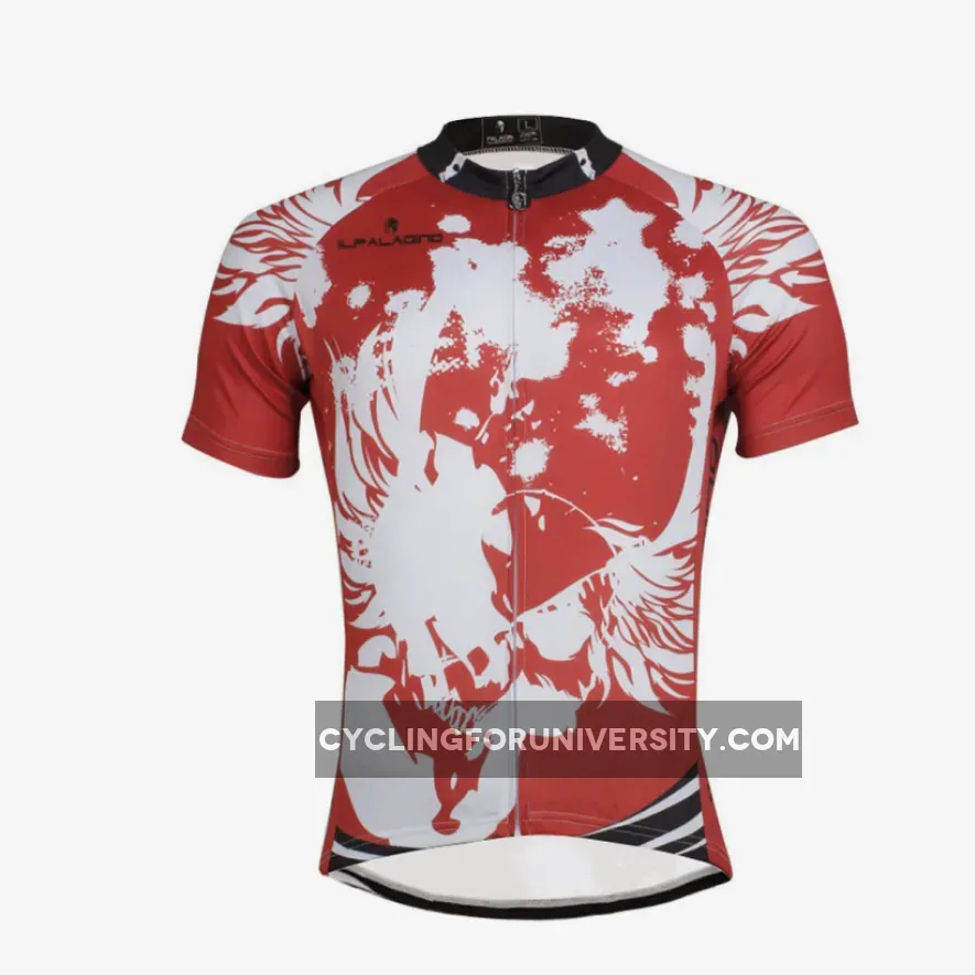 Angel White Wing Feather Red Cycling Jersey Men's Short-Sleeve Bicycling Shirts Summer NO.657