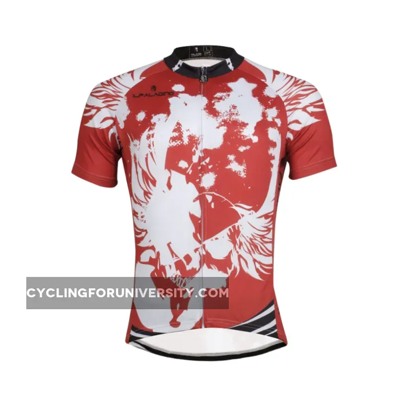 Angel White Wing Feather Red Cycling Jersey Men's Short-Sleeve Bicycling Shirts Summer NO.657