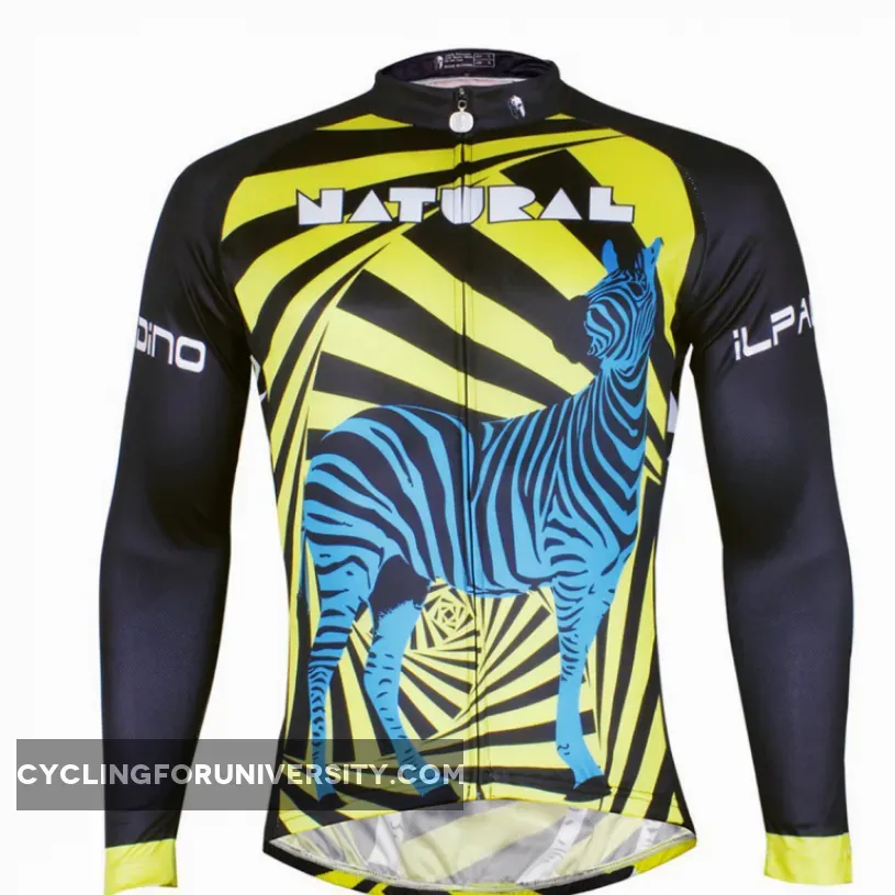 ILPALADINO Yellow/Blue/Green/Red/Rose red Zebra Professional MTB Cycling Jersey Long Sleeve Spring Autumn Mountain Bike Exercise Bicycling Pro Cycle Clothing Racing Apparel Outdoor Sports Leisure Biking Shirts
