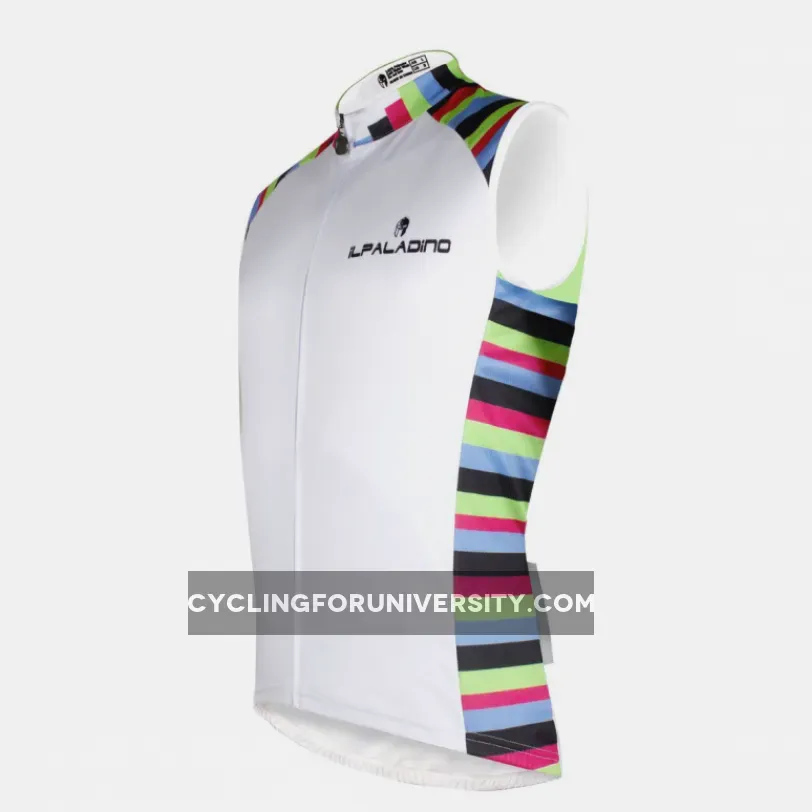 Colorful Side White Men's Cycling Sleeveless Bike Jersey T-shirt NO.W 674