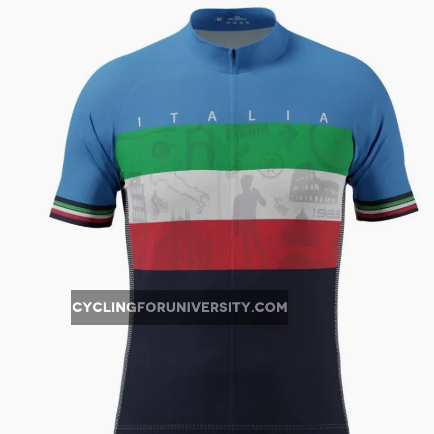 Men's Sites of Italy Italia Flag Short Sleeve Cycling Jersey #Italian Cycling Jersey