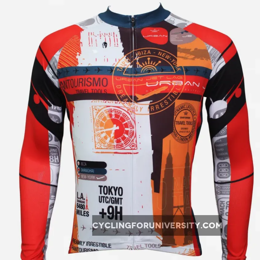 Slim Fit with Red & Orange Colors Black-strip Fasion Cycling Shirt 379