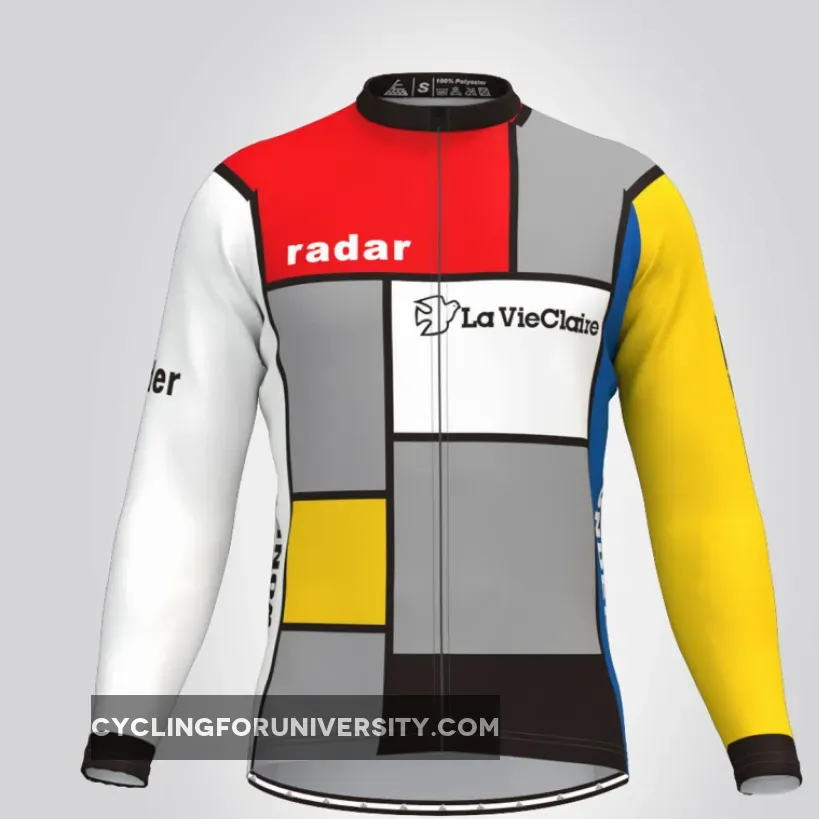 La Vie Claire Men's Long Sleeve Retro Cycling Jersey