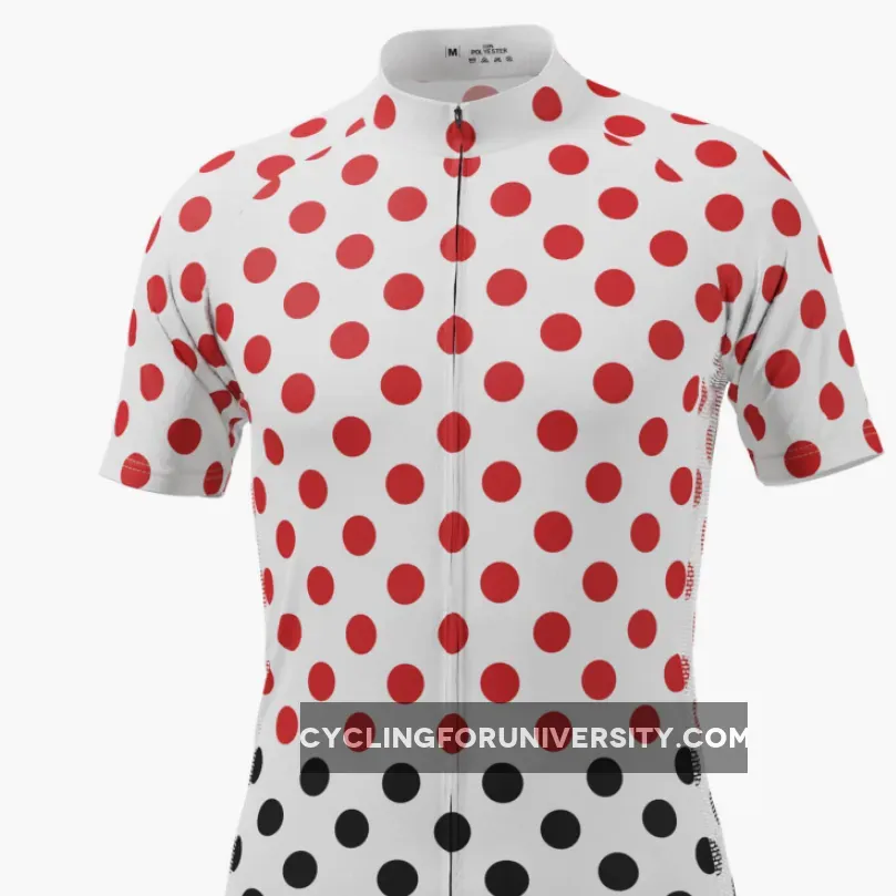 Men's White Polka Dot Short Sleeve Cycling Jersey #Mens White Polka Dot Shirt