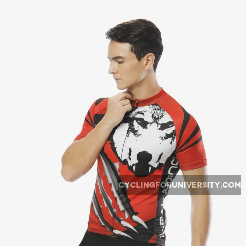 Wolverine Wolf Red Men's Cycling Short-sleeve Jersey Exercise Bicycling Pro Cycle Clothing Racing Apparel Outdoor Sports Leisure Biking Shirts Team Summer NO. 20NDX