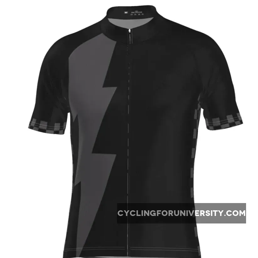 Men's Black Lightning Checkered Short Sleeve Cycling Jersey