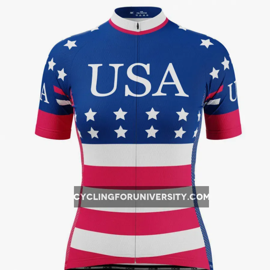 Women's American Stars and Stripes Short Sleeve Cycling Jersey