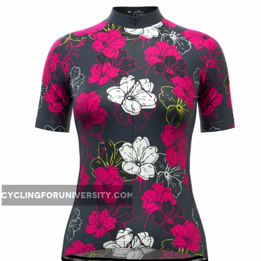 Women's Pink Floral Short Sleeve Cycling Jersey Restock